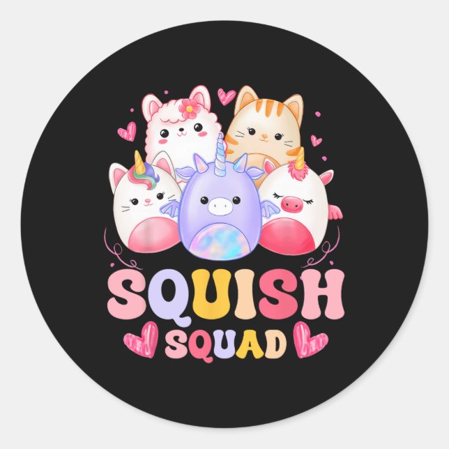 Sticker Rond Squish Squad Anniversaire Pour Les Filles Enfants  (Devant)