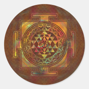 Sticker Rond Sri coloré Yantra/Sri Chakra