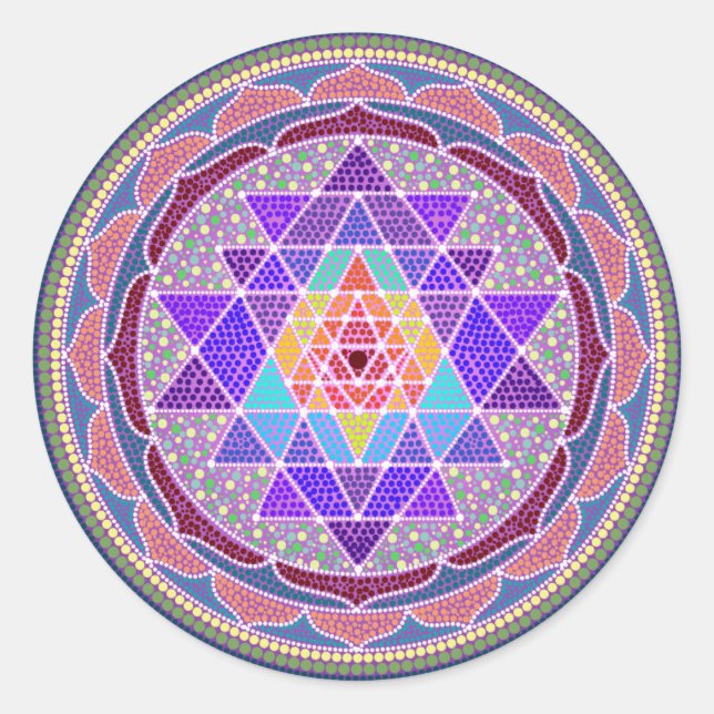 Sticker Rond Sri Yantra violet (Devant)
