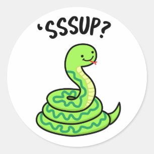 Sticker Rond Sssup Funny Hisser Snake Pun