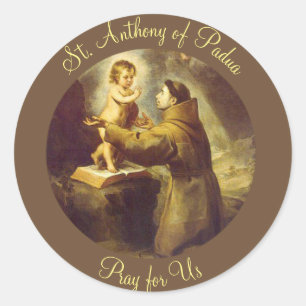 Sticker Rond St Anthony de bébé Jésus de Padoue
