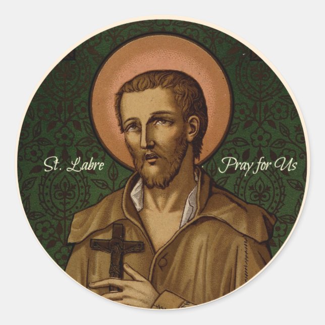 Sticker Rond St Benedict Labre Priez pour nous (Devant)