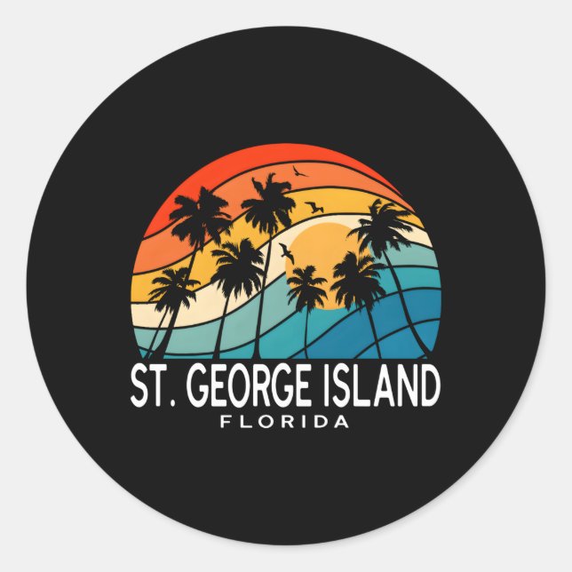 Sticker Rond St George Island Floride Palm Tree Plage tropicale (Devant)