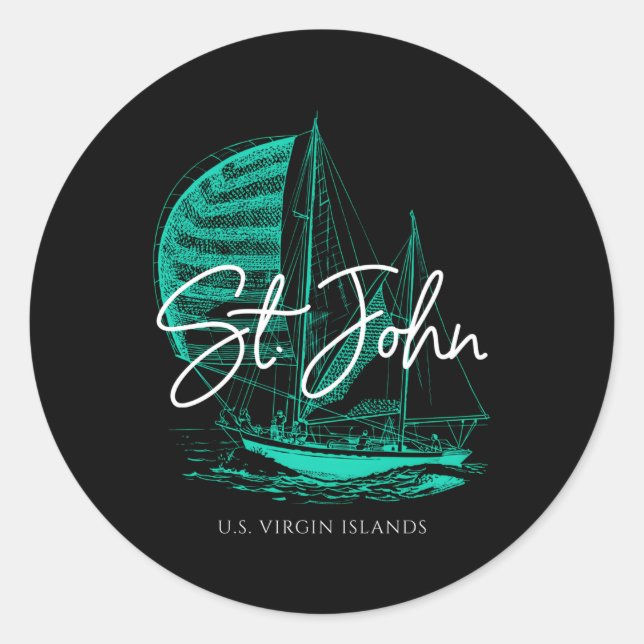 Sticker Rond St John Us Virgin Islands Voilier (Devant)