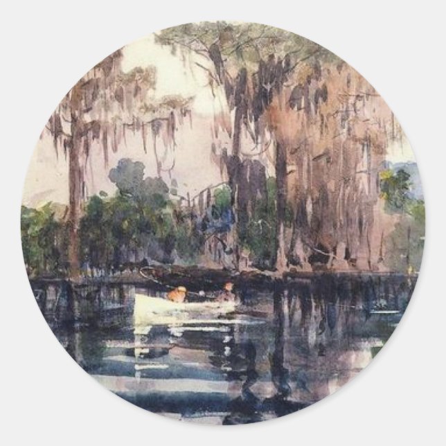 Sticker Rond St. John's River, Floride par Winslow Homer (Devant)