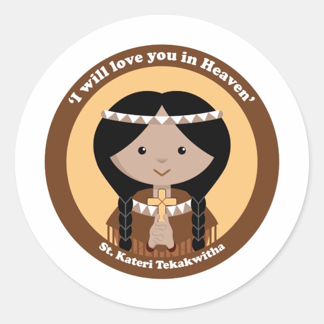 Sticker Rond St. Kateri Tekakwitha (Devant)