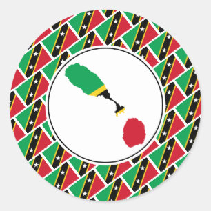 Sticker Rond ST KITTS NEVIS FLAG Kittitian Nevisian Map élégant