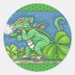 STICKER ROND ST. LE JOUR DE PATRICK PETIT IMAGINAIRE DRAGON IRL
