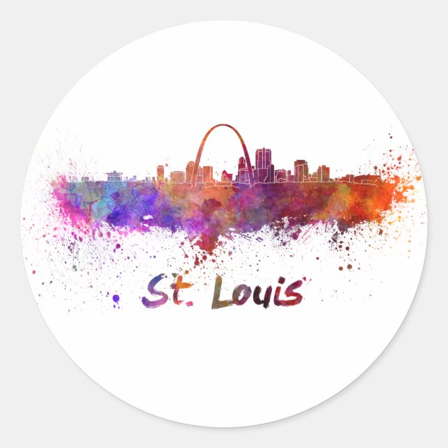 Sticker Rond St Louis skyline in watercolor (Devant)