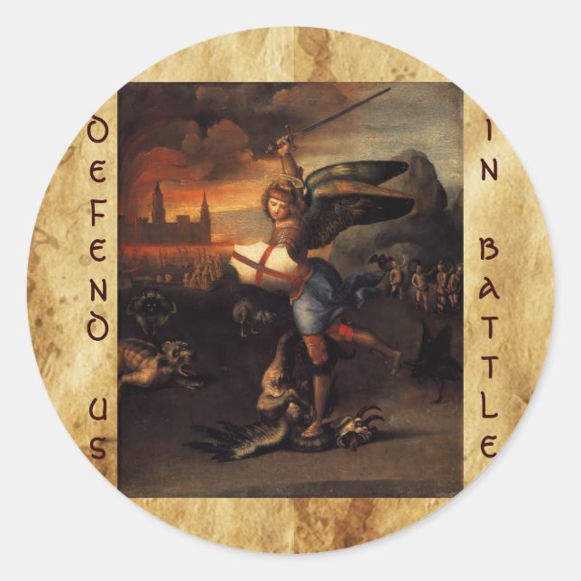 Sticker Rond St Michael et le Dragon, noir brun (Devant)