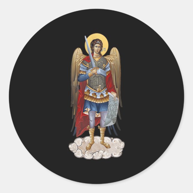 Sticker Rond St Michaels L'Archange Catholique Ange Dieu (Devant)
