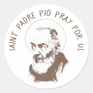 Sticker Rond St Padre Pio Capuchin Brown