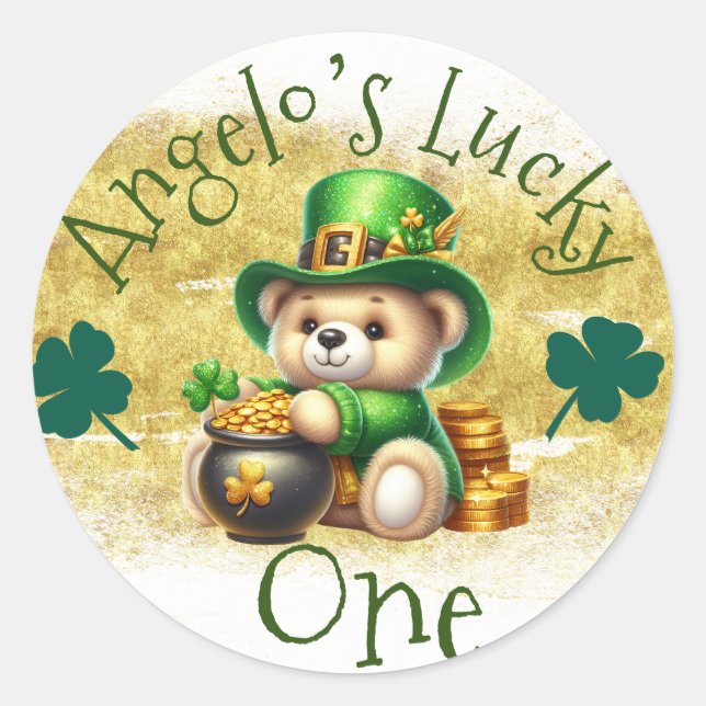 Sticker Rond St.Patrick’s Day Bear Pot Gold Anniversaire Lucky  (Devant)