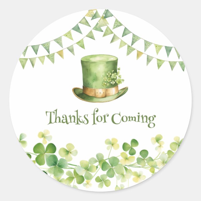 Sticker Rond St Patrick’s Day Party Green Clover Gift Label (Devant)