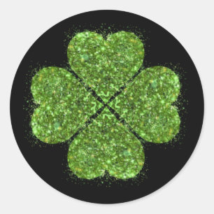 Sticker Rond St Patrick’s day, trèfle vert irlandais