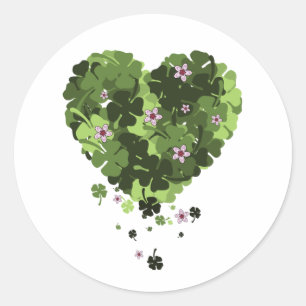 Sticker Rond St. Patrick's Clover Heart