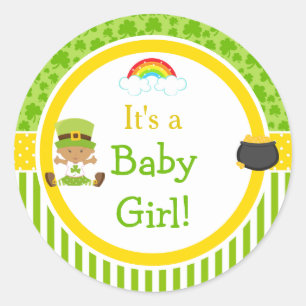 Sticker Rond St Patrick's Day Baby shower Africain Américain Fi
