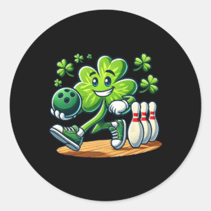 Sticker Rond St Patrick's Day Bowling Boys Girls Cute Shamrock
