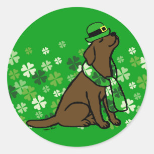 Sticker Rond St. Patrick's Day Chocolat élégant Labrador