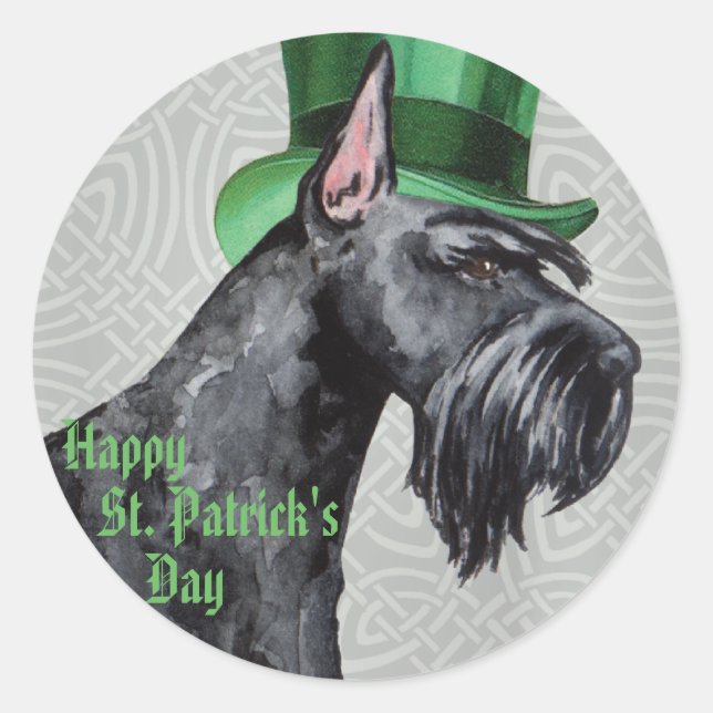 Sticker Rond St. Patrick's Day Giant Schnauzer (Devant)