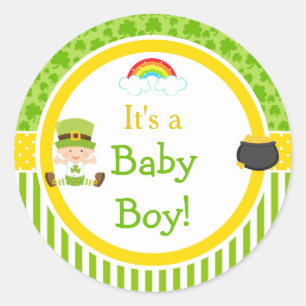Sticker Rond St Patrick's Day Irish Holiday Boy Baby shower
