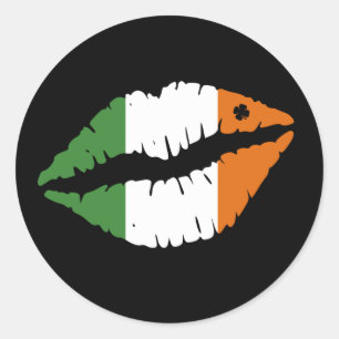 Sticker Rond St Patrick's Day Lucky Shamrock Lips irlandais