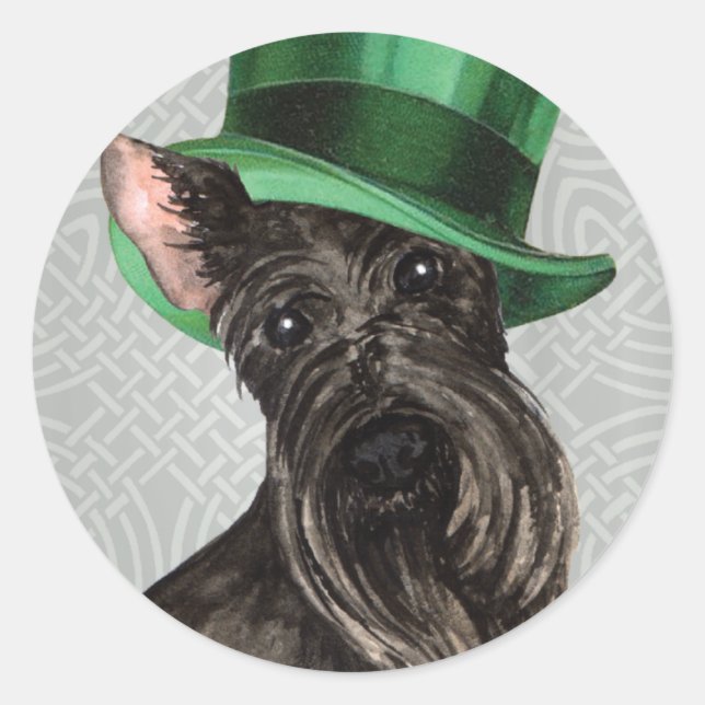 Sticker Rond St. Patrick's Day Scottish Terrier (Devant)