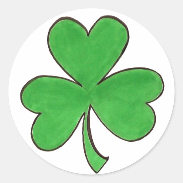 Sticker Rond St. Patrick's Day Shamrock vert chanceux Clover (Devant)