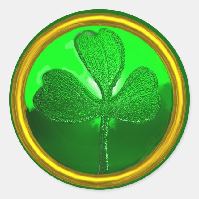 Sticker Rond ST. SHAMROCK de la journée de PATRICK Green Gold (Devant)
