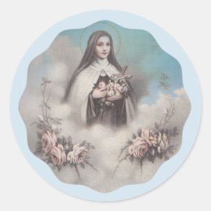 Sticker Rond St Therese de Lisieux avec l'autocollant de