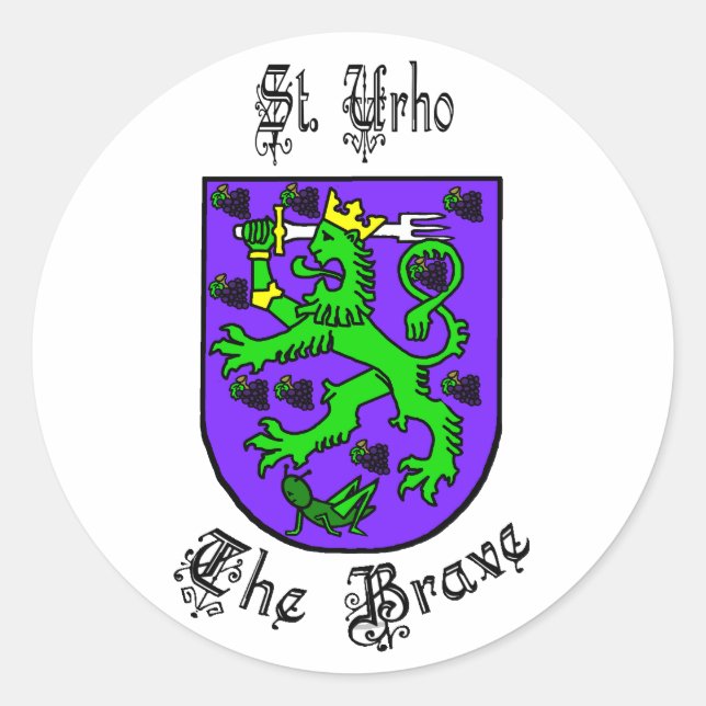 Sticker Rond St. Urho Le brave manteau d'armoiries (Devant)
