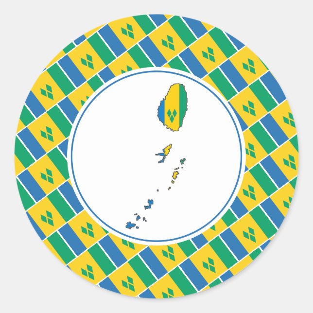 Sticker Rond ST VINCENT DRAPEAU Élégant Carte Vmotivan (Devant)