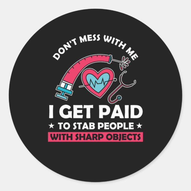 Sticker Rond Stab Personnes Phlebotomie Phlebotomiste Cadeau de (Devant)