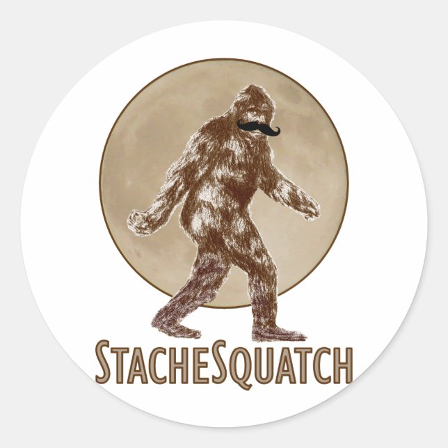 Sticker Rond STACHESQUATCH I Moustache si vous avez vu mon squa (Devant)