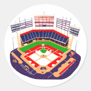 Sticker Rond Stade de baseball avec une foule totale