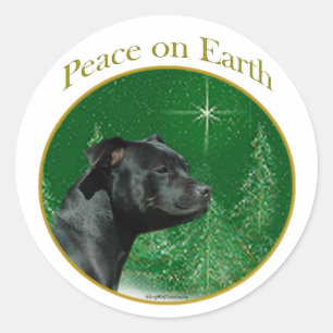 Sticker Rond Staffordshire Bull Terrier Paix
