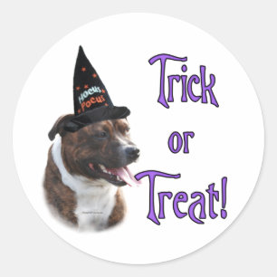 Sticker Rond Staffordshire Bull Terrier Trick
