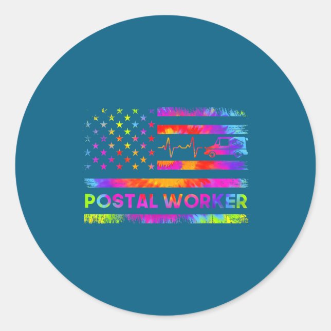 Sticker Rond Stal Worker Tie Dye Proud Mail Carrier Mail Lady P (Devant)