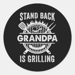 Sticker Rond Stand Ck Grandpa Grilling Funny Bbq Fête des pères