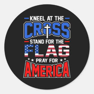 Sticker Rond Stand for the Flag Pray for America Flag Day