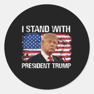 Sticker Rond Stand President Trump American Flag Trump 2024 Men