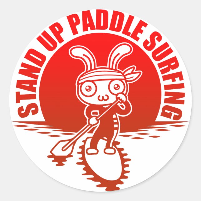 Sticker Rond Stand up paddle surfing (Devant)