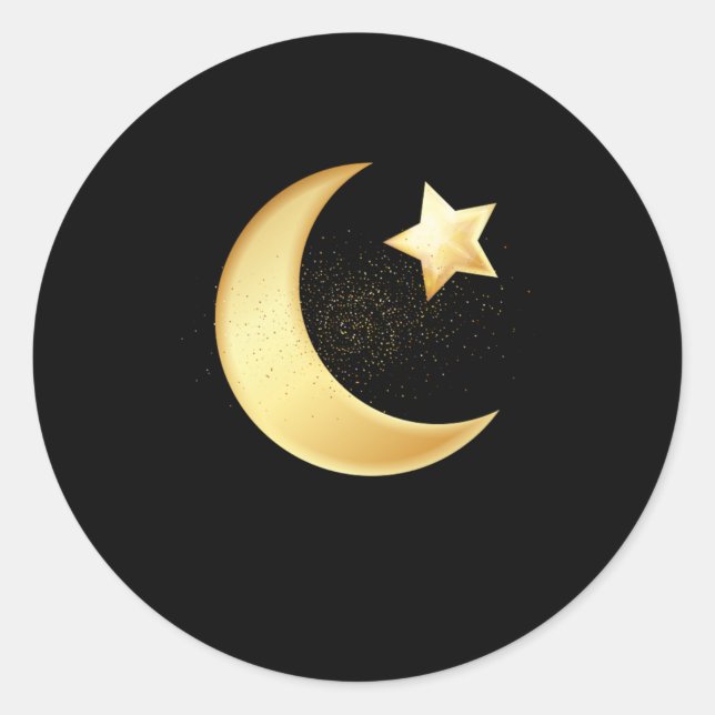 Sticker Rond Star And Moon Hilal Muslim Islam Allah Mosque Cade (Devant)