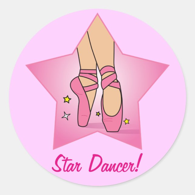 Sticker Rond Star Dancer avec chaussures de ballet (Devant)
