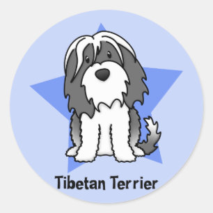 Sticker Rond Star de Kawaii Terrier tibétain