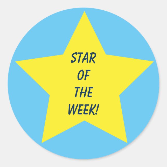 Sticker Rond Star de la semaine Star bleue et jaune (Devant)