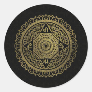 Sticker Rond Star d'or de Lakshmi - Ashthalakshmi Sri