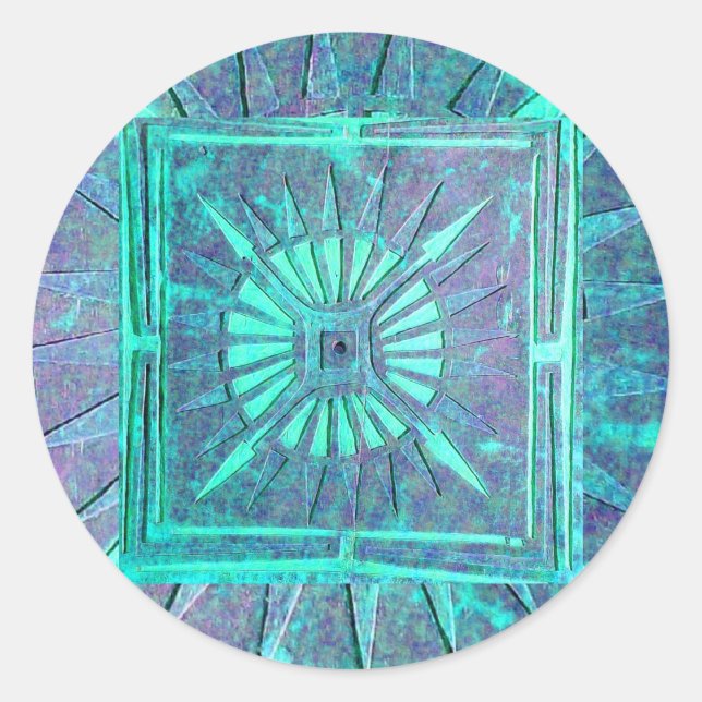 Sticker Rond STAR DU MATIN, turquase bleue (Devant)