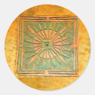 Sticker Rond STAR DU MATIN, vert, jaune brun