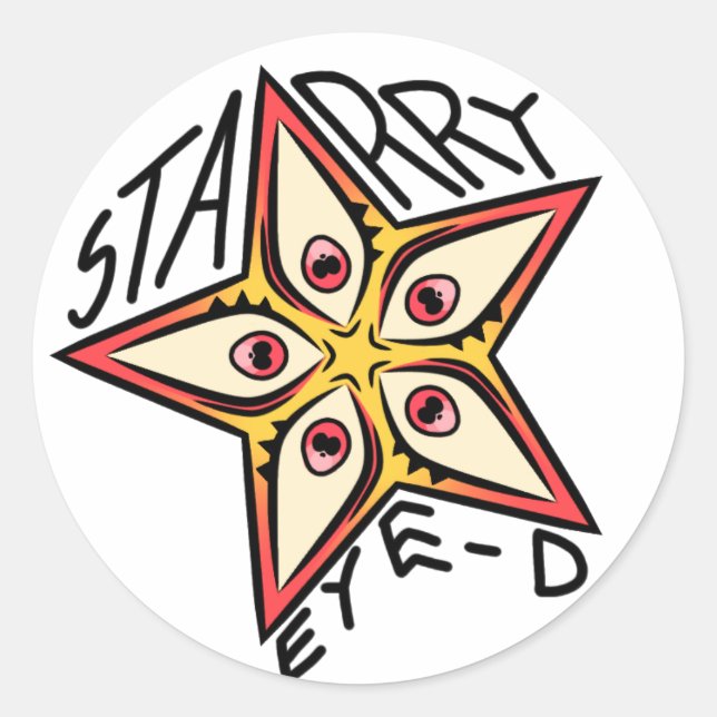 Sticker Rond Star Eye rose jaune rouge (Devant)